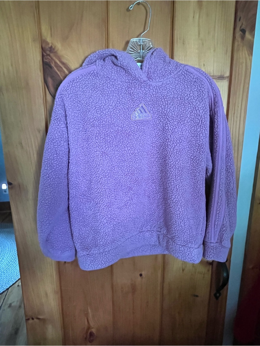 adidas Purple Sherpa Pullover Hoodie
